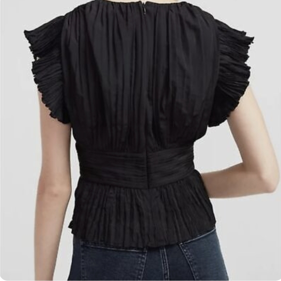 NWT Express Medium Black Peplum Wrap Front Dress Top Sleeveless Blouse NEW - Picture 2 of 9